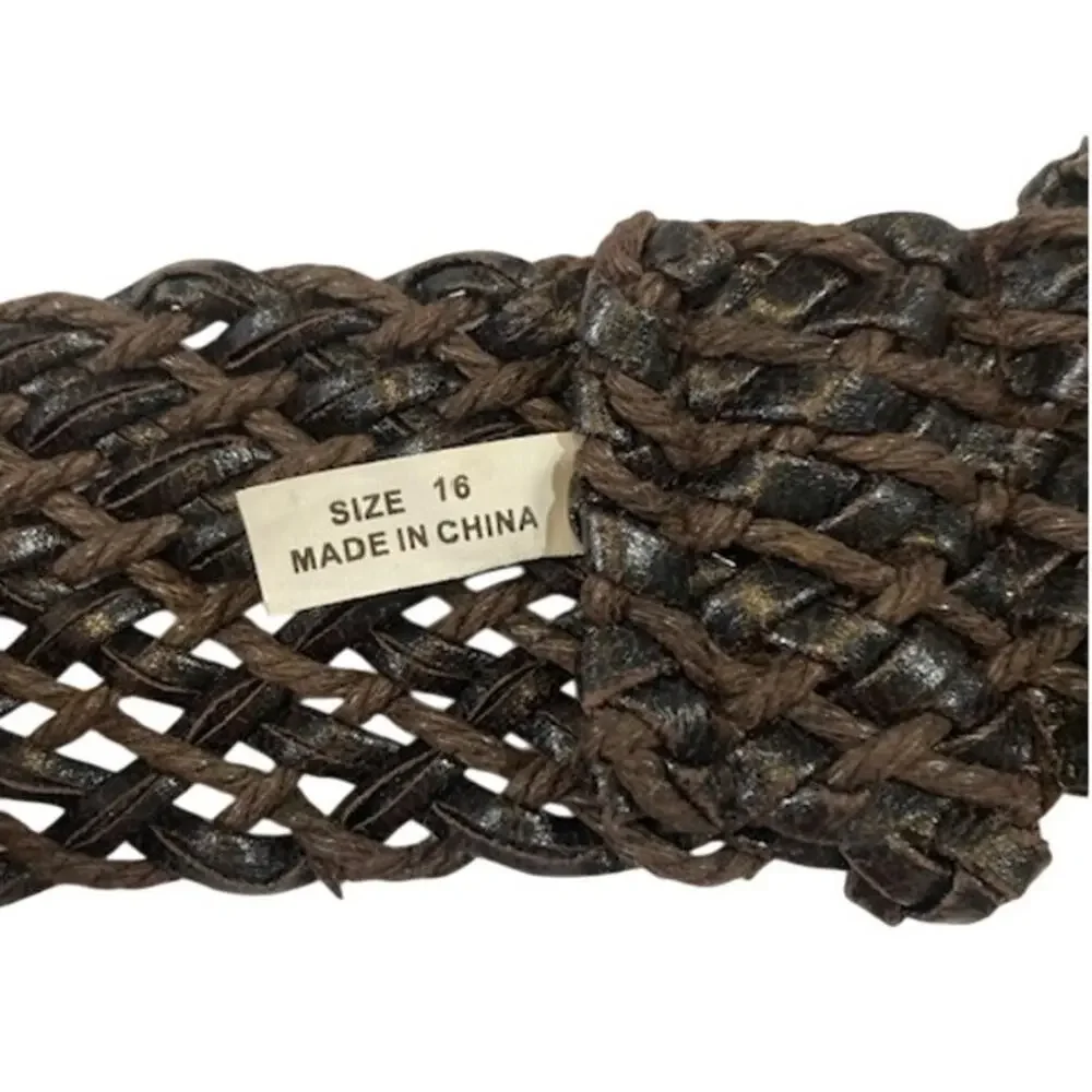 Unbranded vintage women's faux leather braided woven belt.